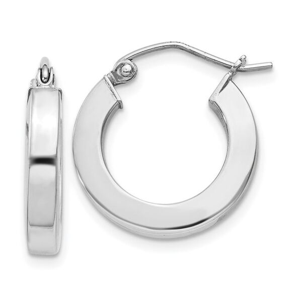 Black Bow Jewelry Co. Jewelry - 3.25mm, Sterling Silver, Hollow Square Hoops - 17mm (5/8 Inch)